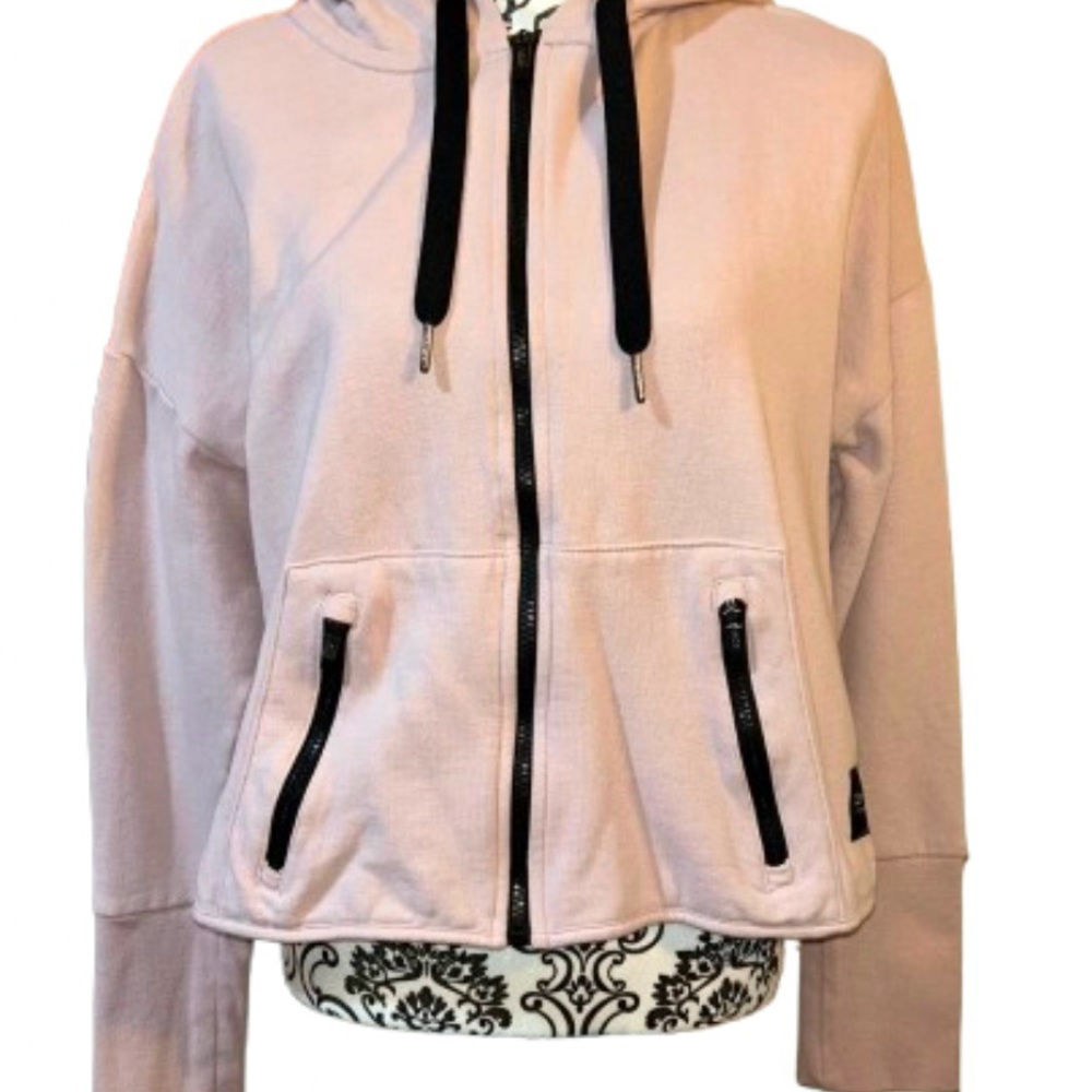 Calvin Klein Women’s Small Performance Light Mauve  Zip-Up Drop Shoulder Hoodie - Picture 2 of 16